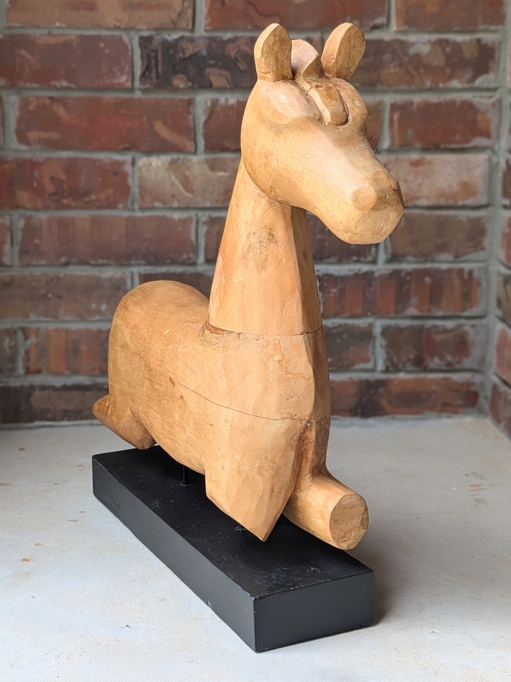 Pottery Barn Horse Equine Carved Wood Sculpture Primitive Farmhouse Decor Rustic - Picture 4 of 9